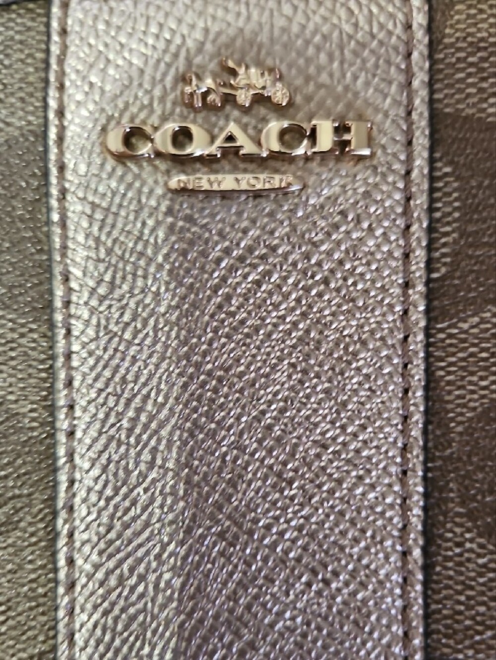 Coach Signature Zip Wallet in Metallic Champagne and Brown Canvas - Picture 9 of 9
